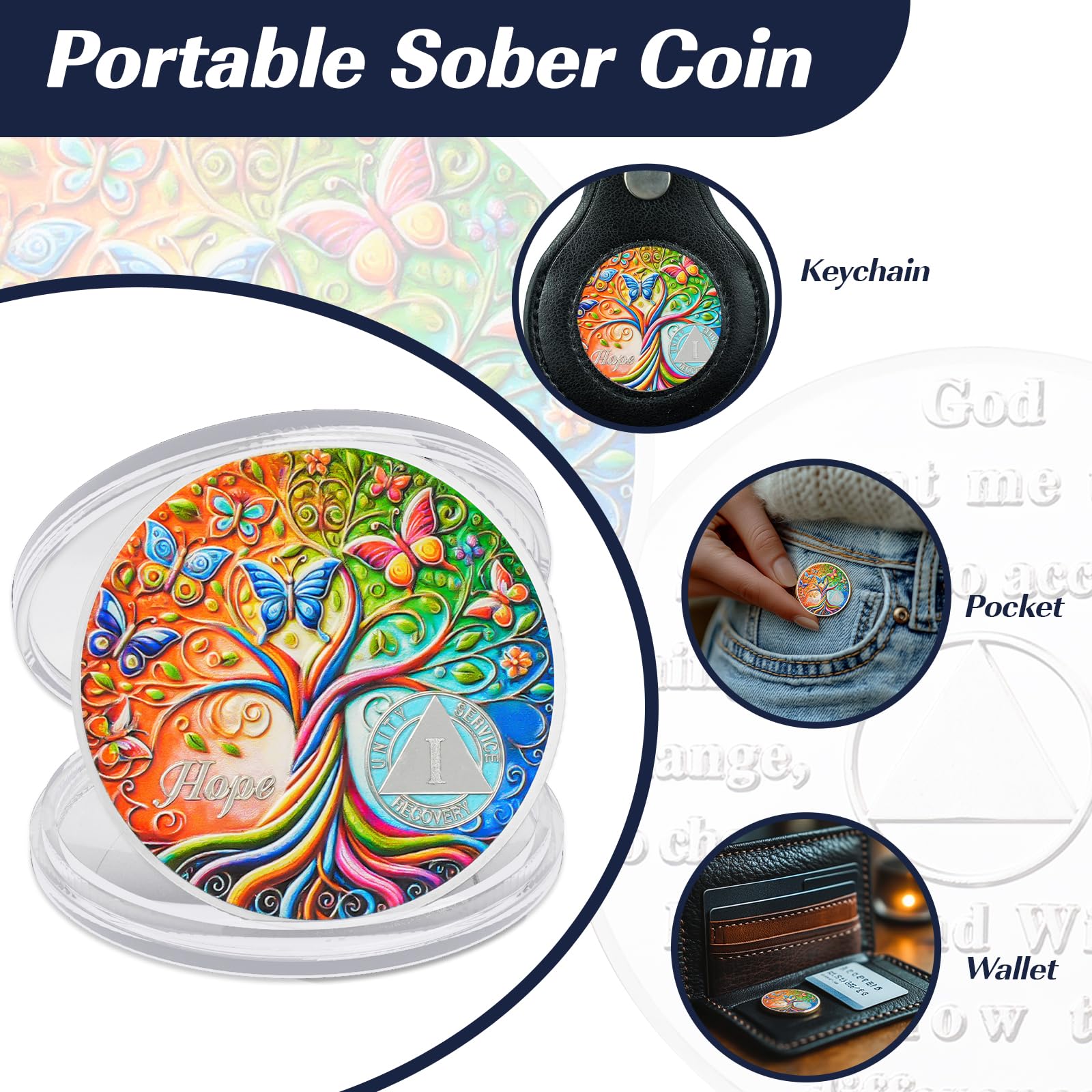 Personalized Tree of Life Golden Hope Sobriety Coin mysite