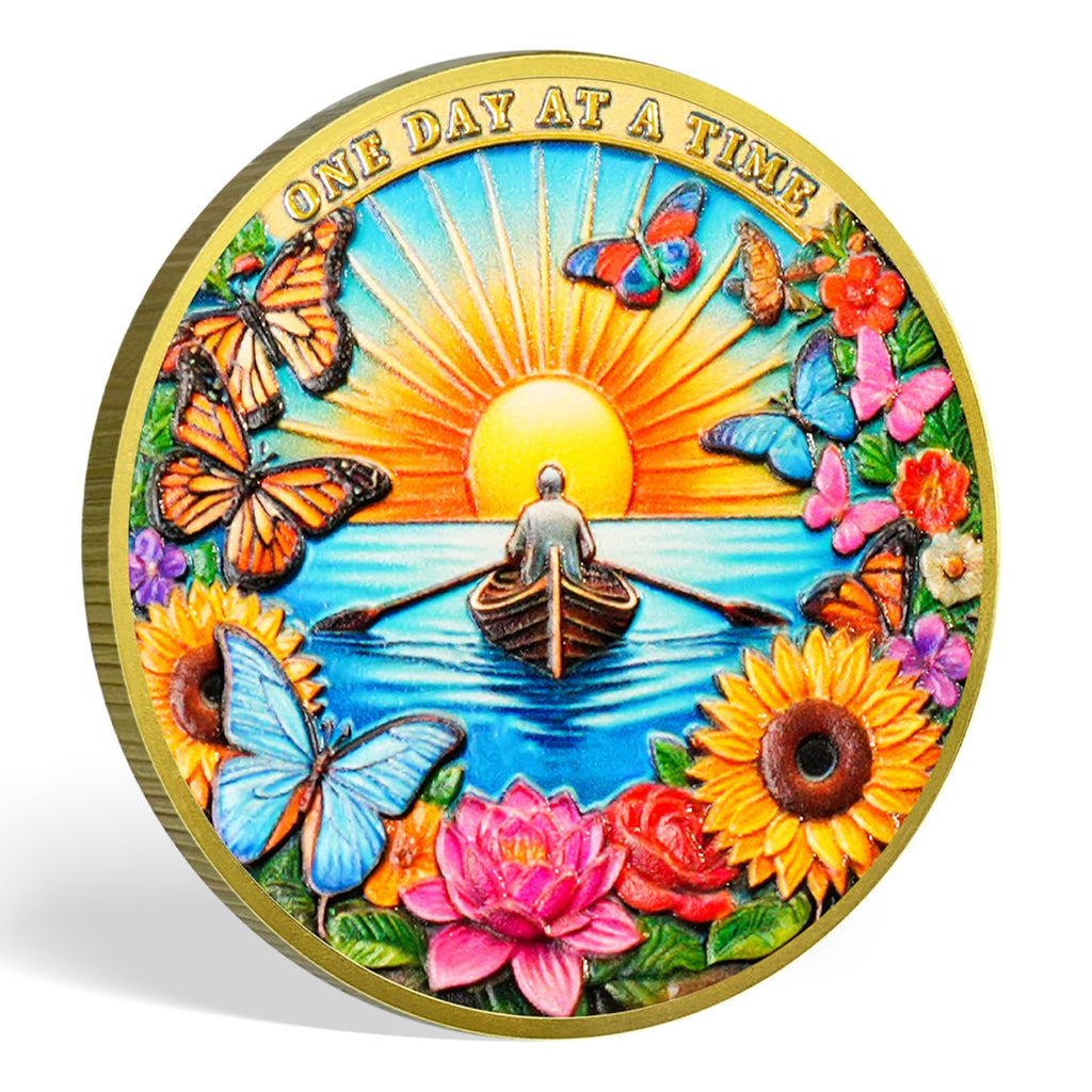 Flower Butterfly and Rising Sun Sobriety Coin mysite