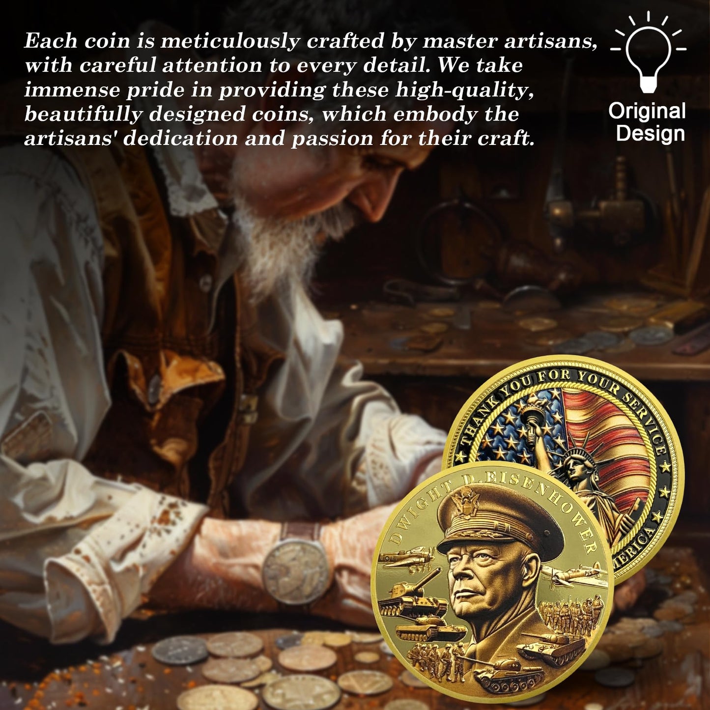 Thank You for Your Service Veteran Military Challenge Coins(Dwight D. Eisenhower) mysite