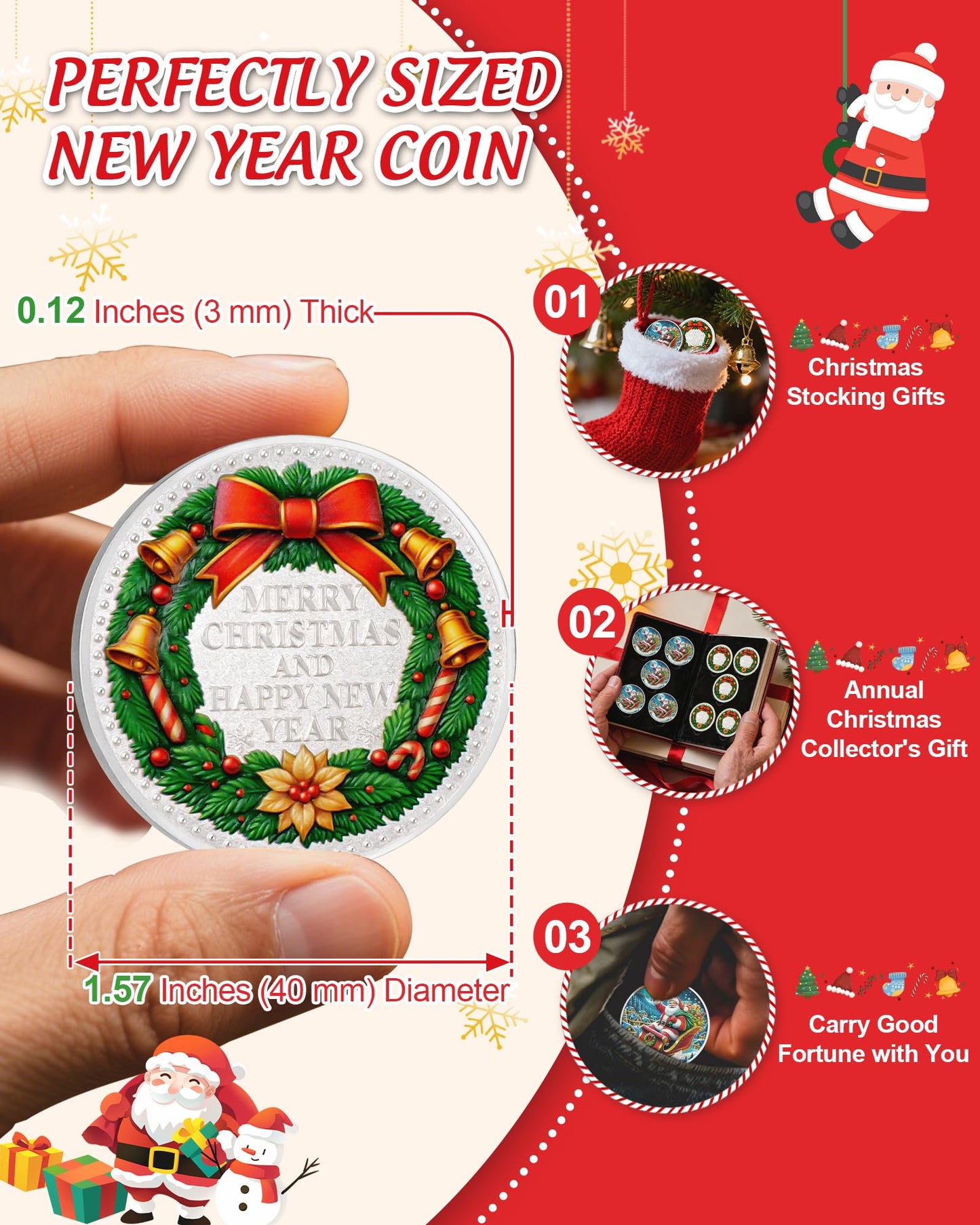 Santa Claus on Sleigh Christmas Coin mysite