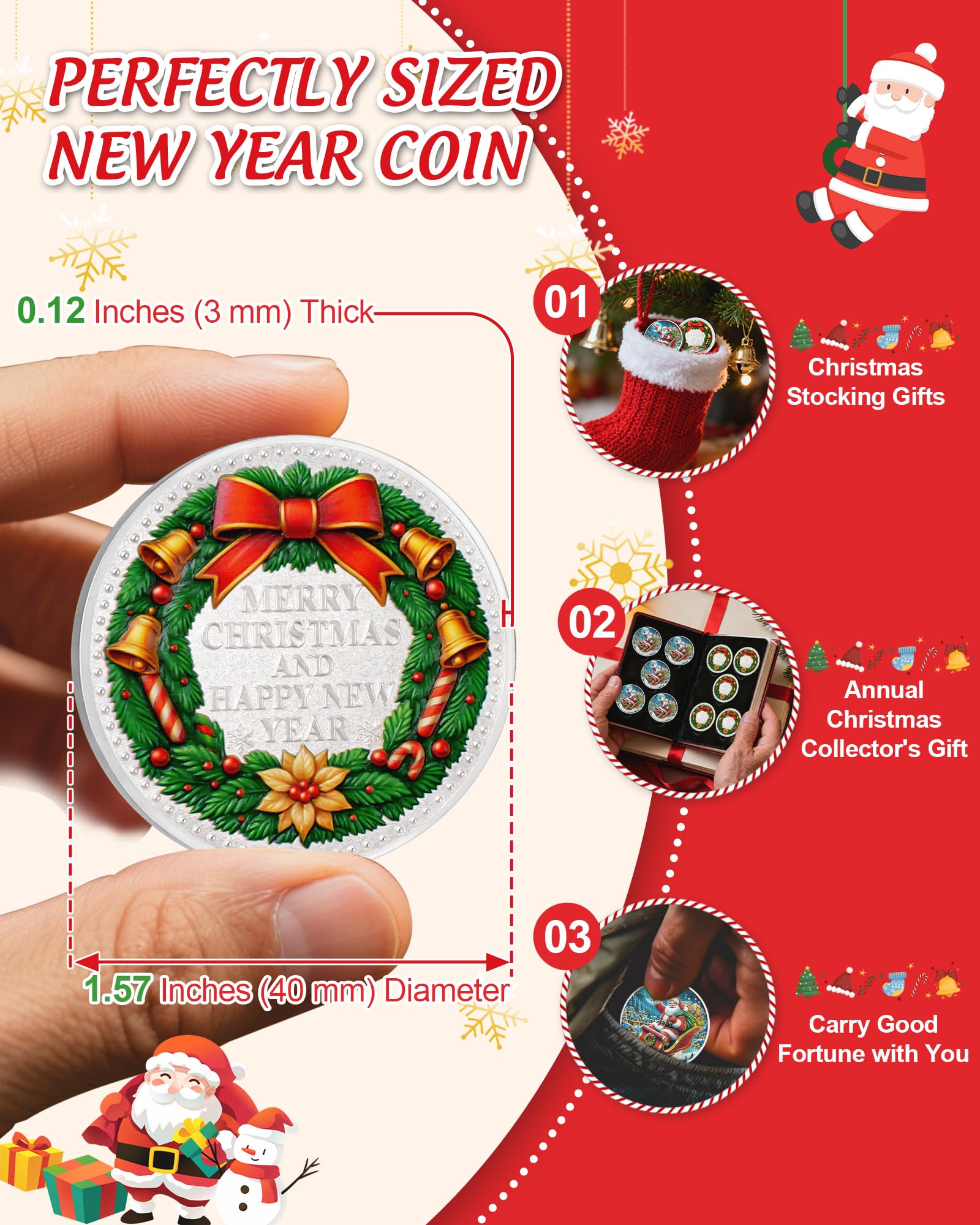 Santa Claus on Sleigh Christmas Coin mysite