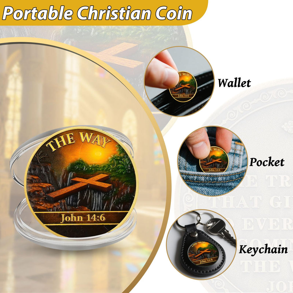 Christian Challenge Coin The Way Coin with John 14:6 Bible Verse mysite