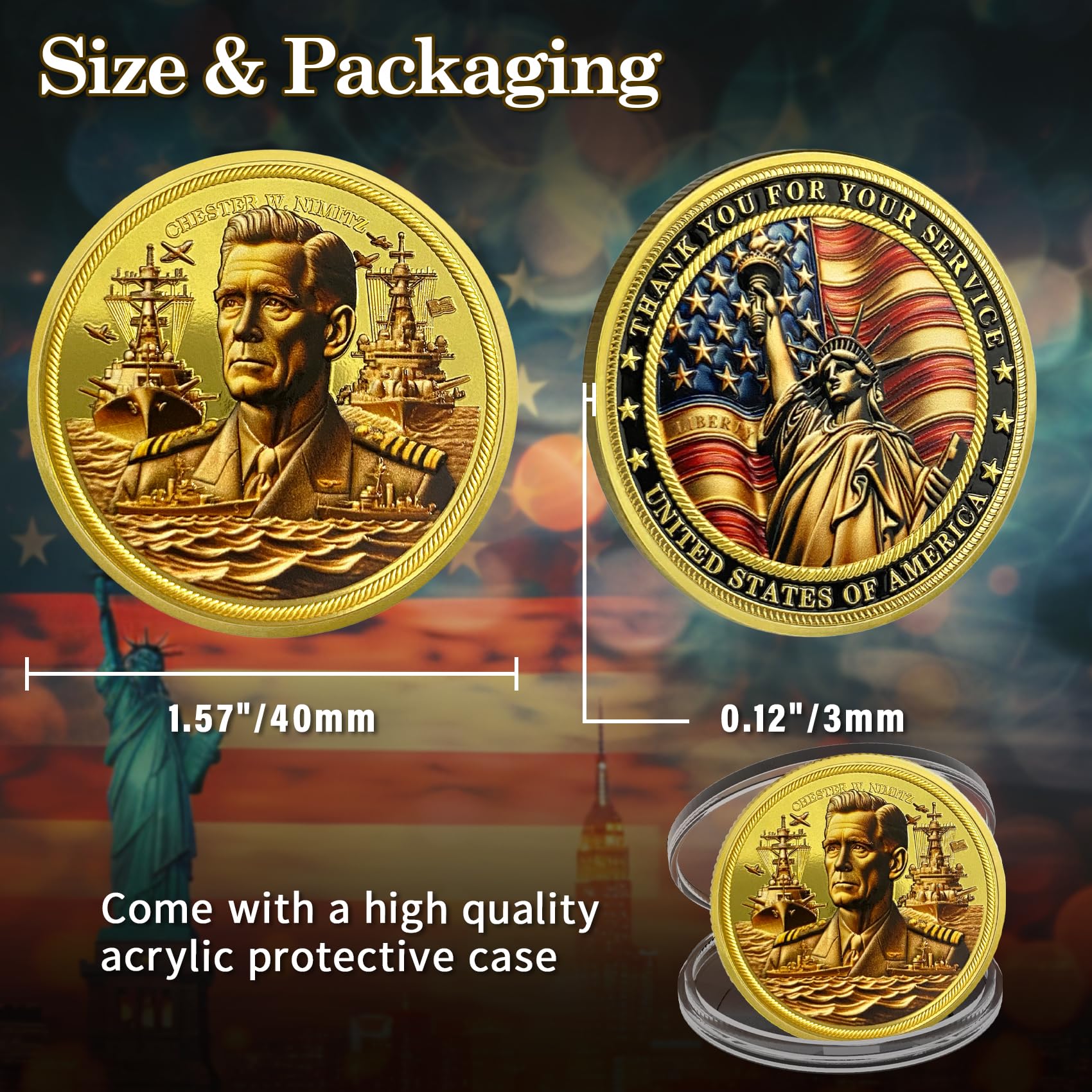 Thank You for Your Service Veteran Military Challenge Coins (Chester William Nimitz) mysite