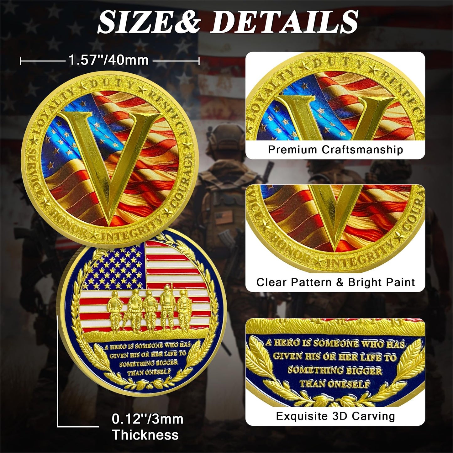 Proud Veterans Tribute Honor and Courage Military Commemorative Coin mysite