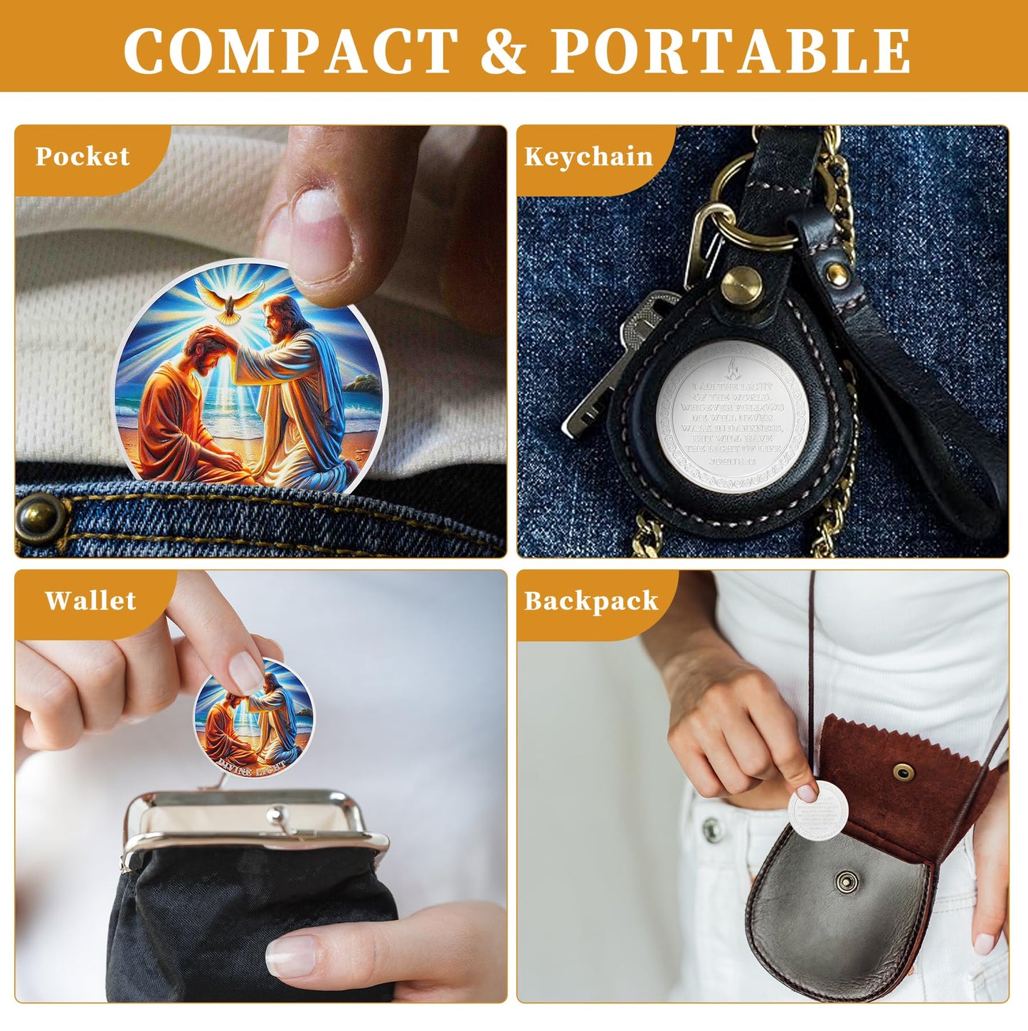 Divine Light Religious Coin Jesus Blessing Faithful with Dove & Light Symbo mysite