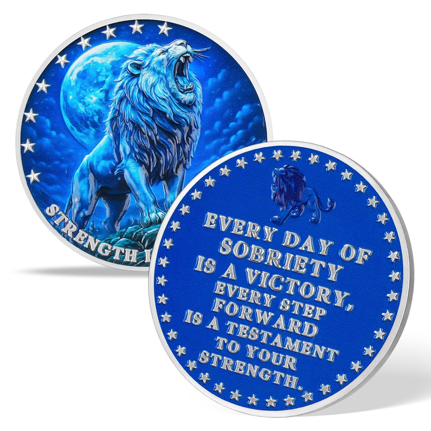 Lion Recovery Strength in Sobriety Coin(Not compatible with keychains) mysite
