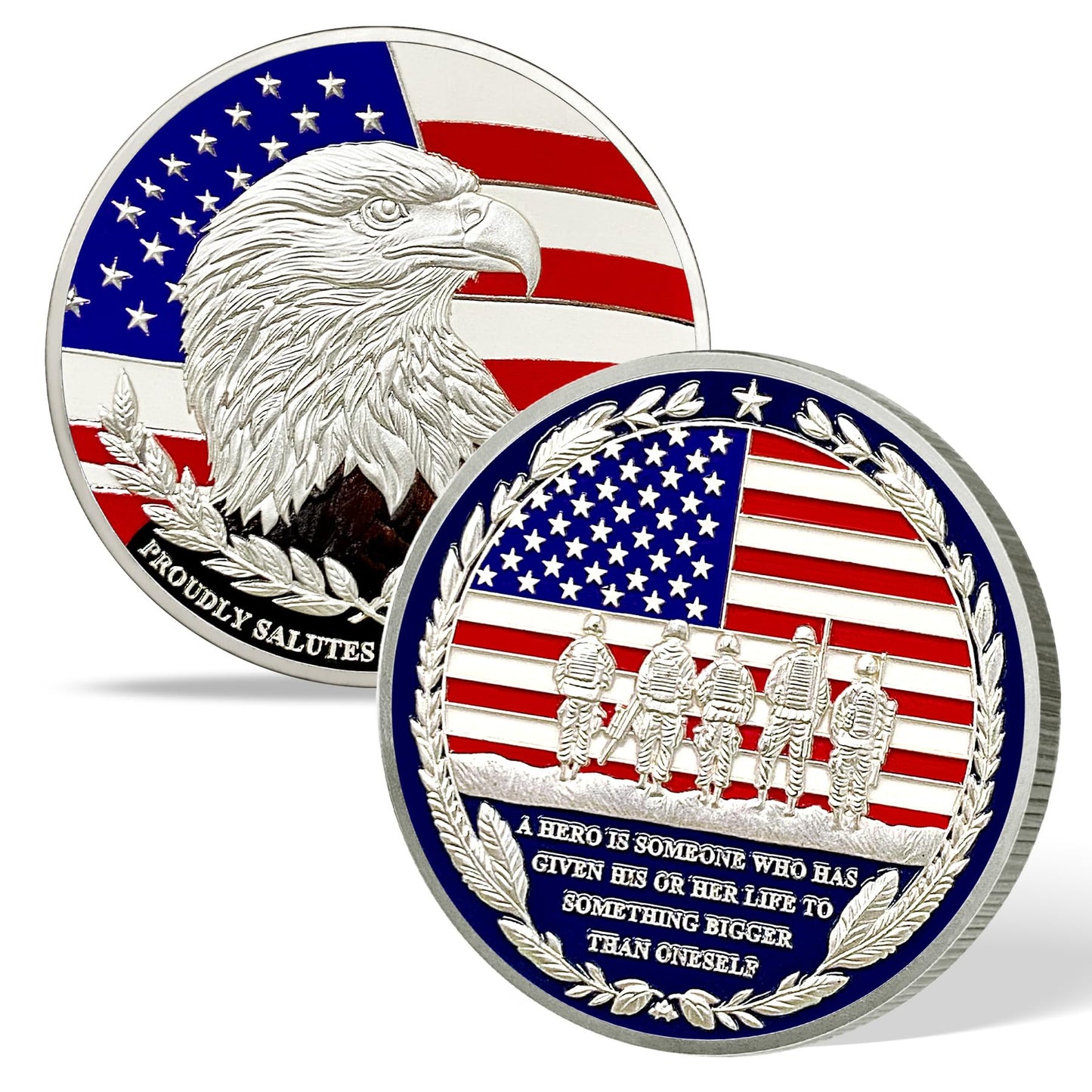 Eagle and Flag Military Veterans Patriotic Challenge Coin mysite