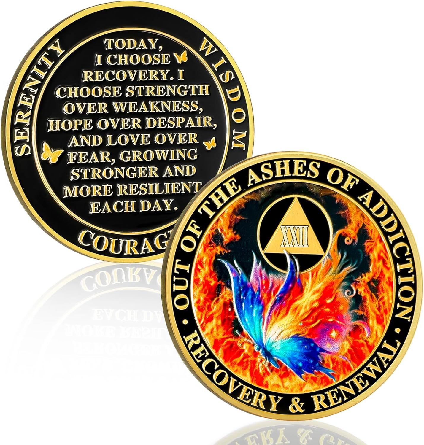 Personalized Butterfly in The Fire Sobriety Coin mysite