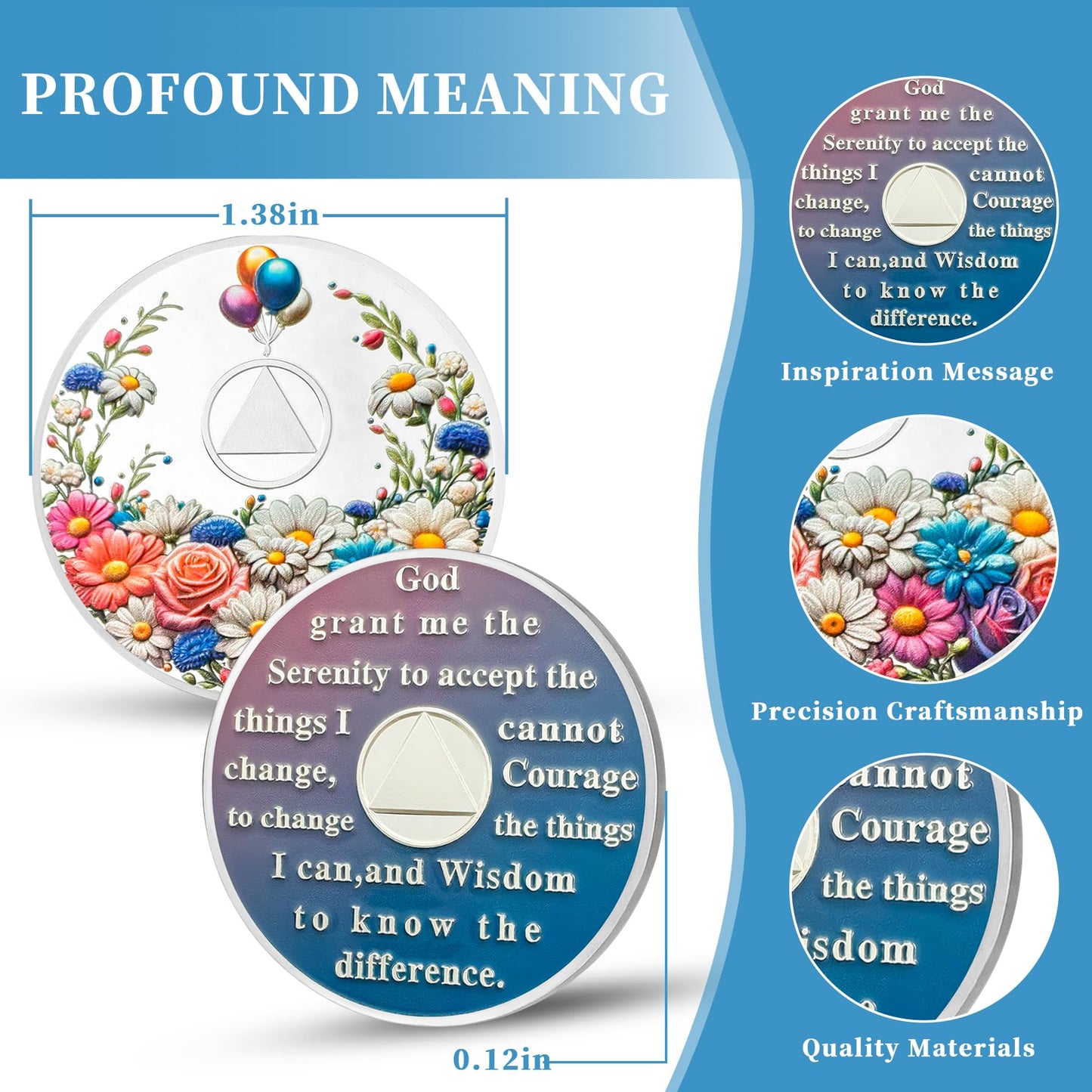 Colorful Floral Sobriety Coin mysite