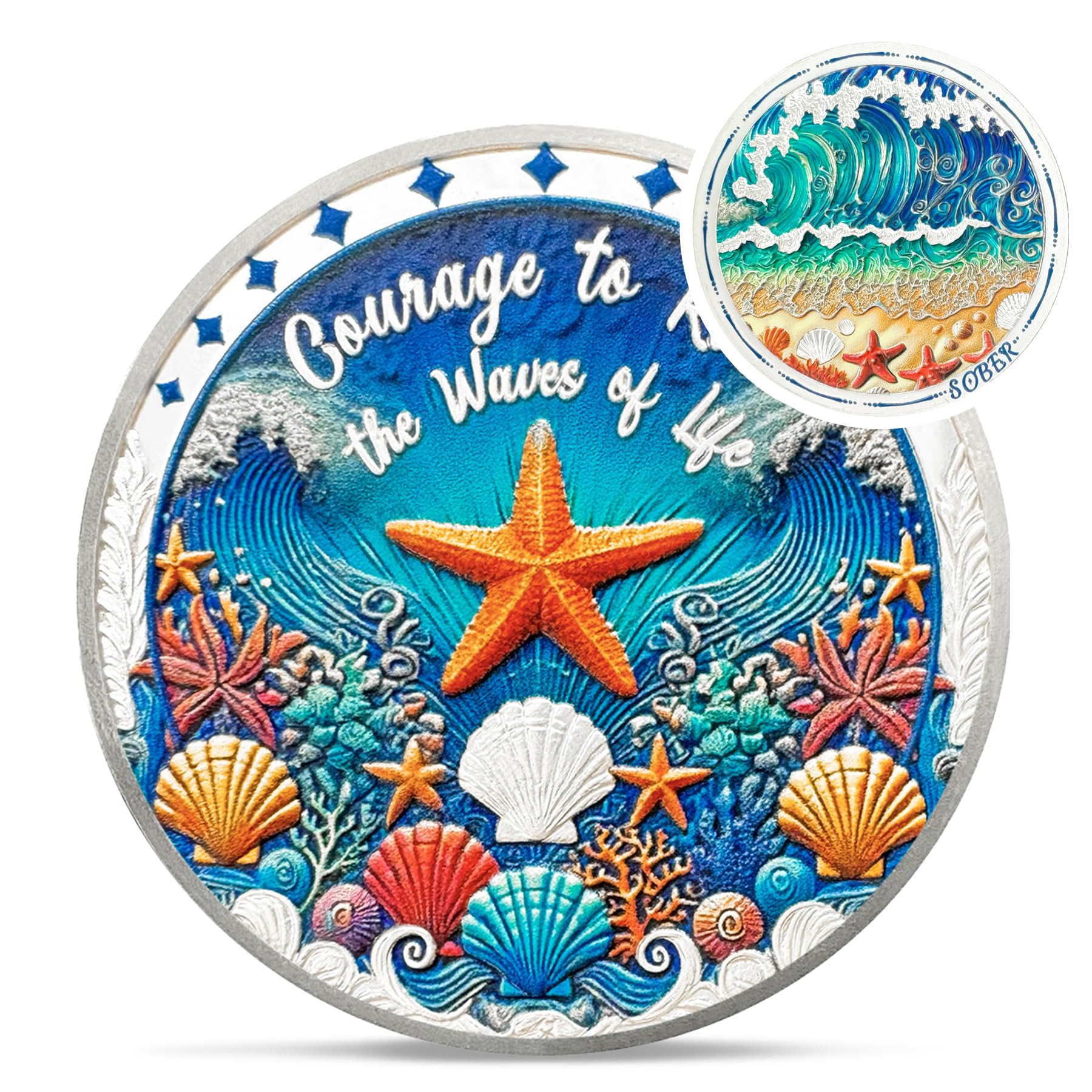 Unique Addiction Recovery Ocean Shells Sobriety Coin mysite