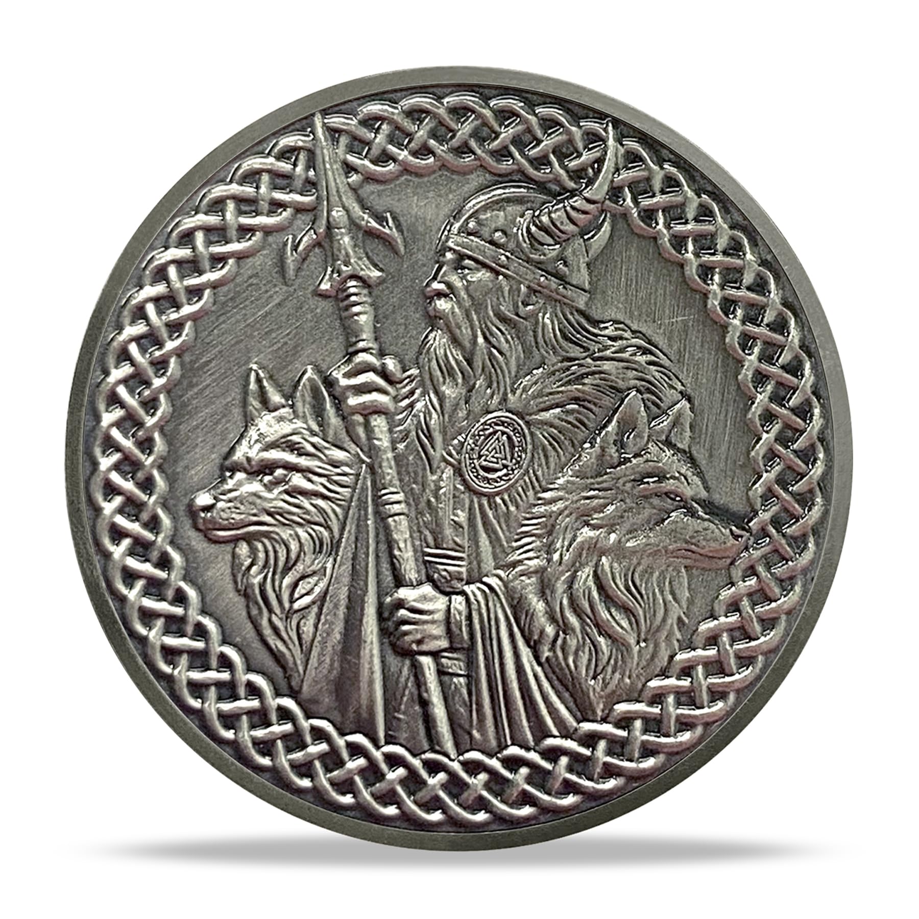 Viking Warrior Challenge Coin Norse Mythology Design with Odin, Runes, Vegvisir, and Valknut Symbols mysite