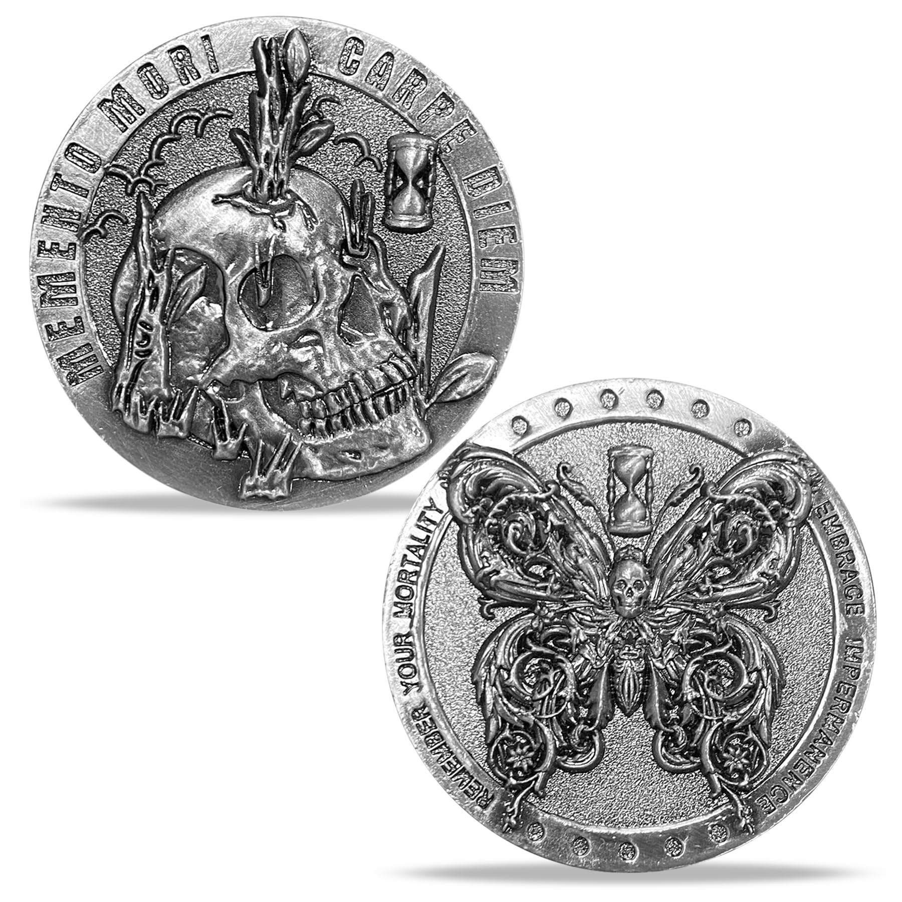 Memento Mori Coin Memento Vivere Skull Token Carpe Diem Reminder mysite
