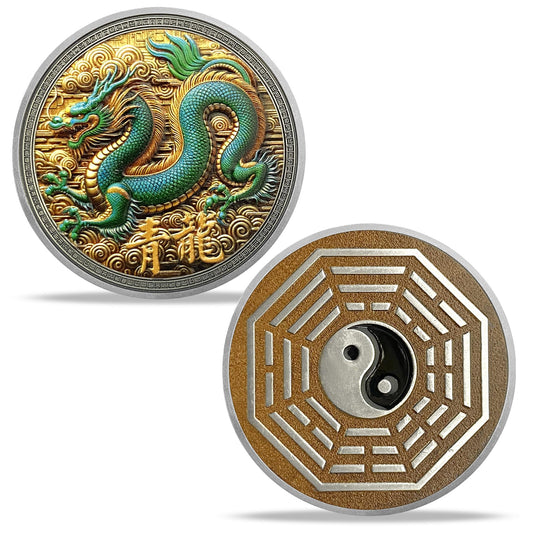 Eastern Mythology Chinese Azure Dragon Taichi Good Luck Coin mysite