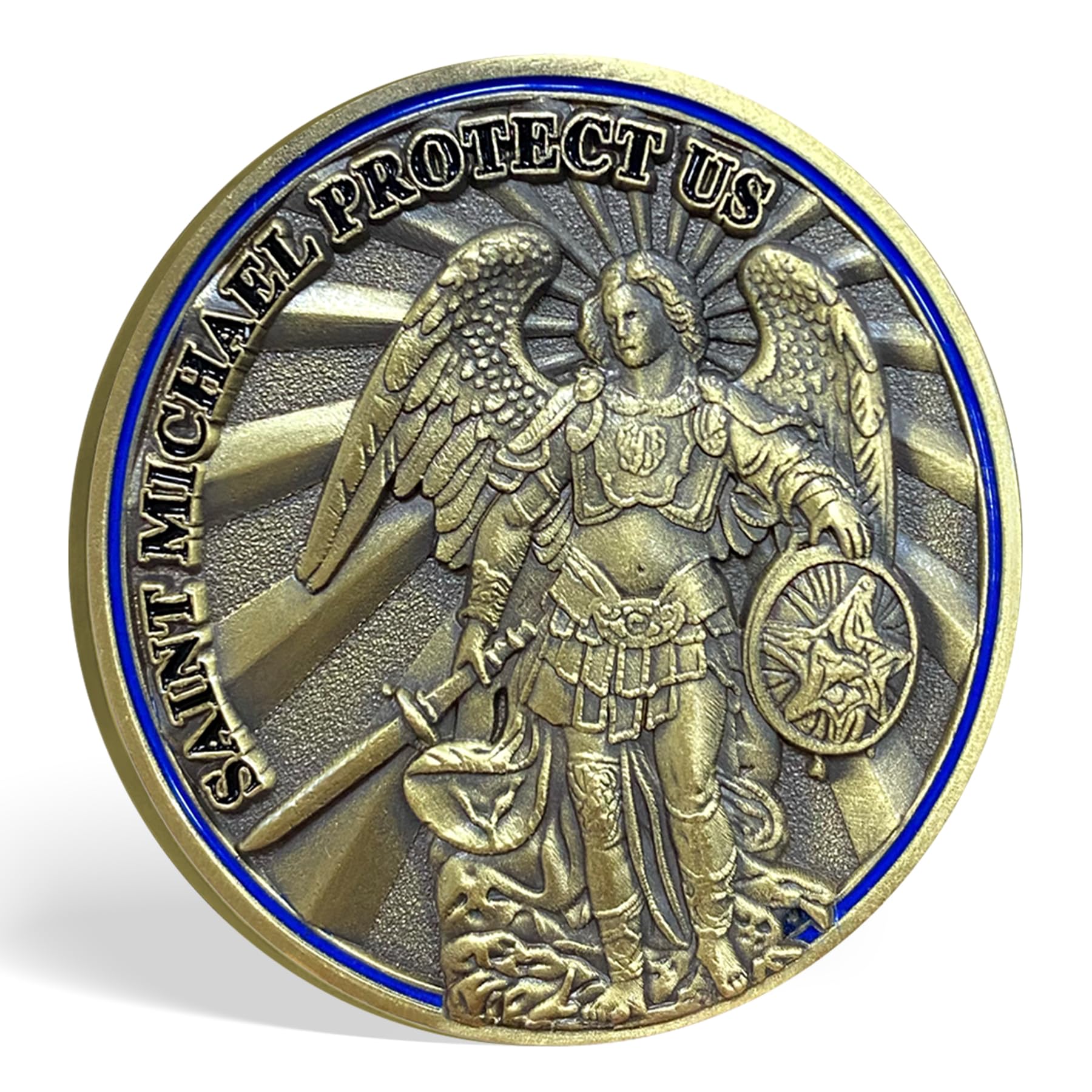 Saint Michael Police Challenge Coin Thin Blue Line Coin mysite