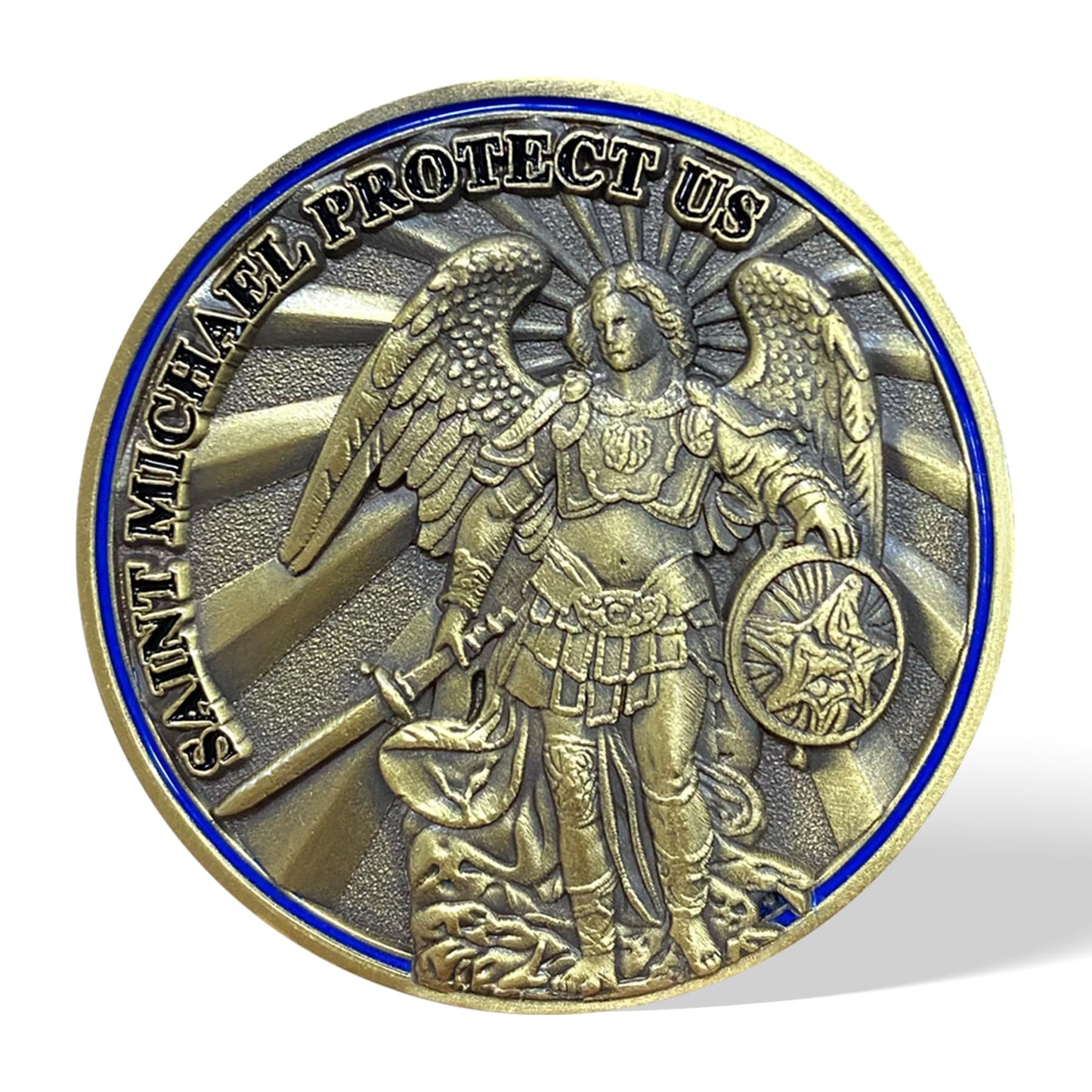 Saint Michael Police Challenge Coin Thin Blue Line Coin mysite