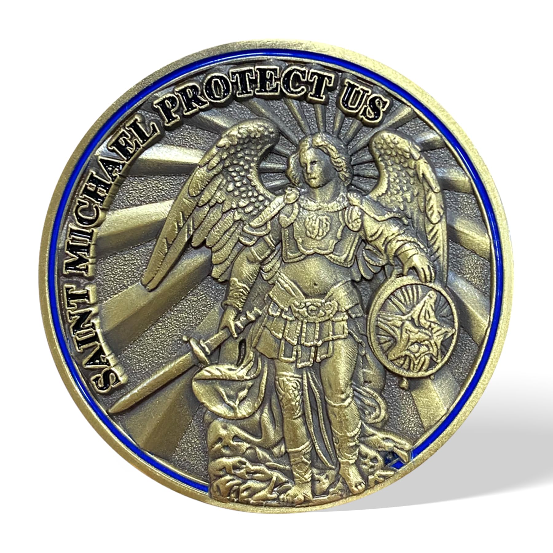 Saint Michael Police Challenge Coin Thin Blue Line Coin mysite