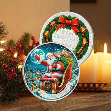 Santa Claus on Sleigh Christmas Coin mysite