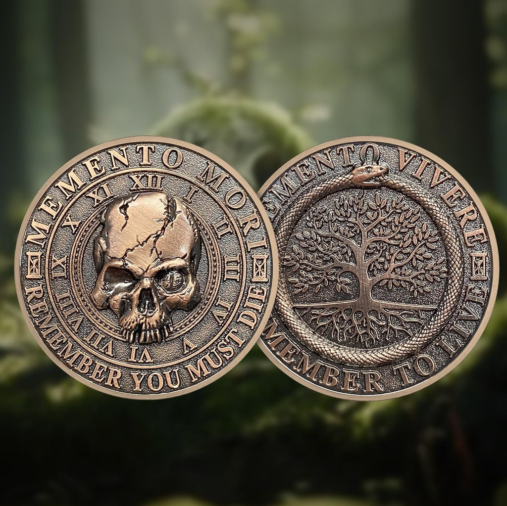 Tree of Life Skull Tempus Fugit Stoic Reminder Memento Mori Vivere Coin mysite