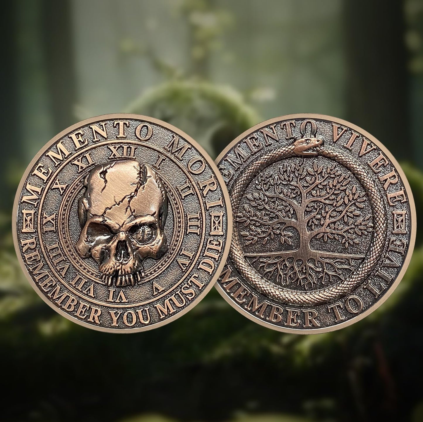Tree of Life Skull Tempus Fugit Stoic Reminder Memento Mori Vivere Coin mysite