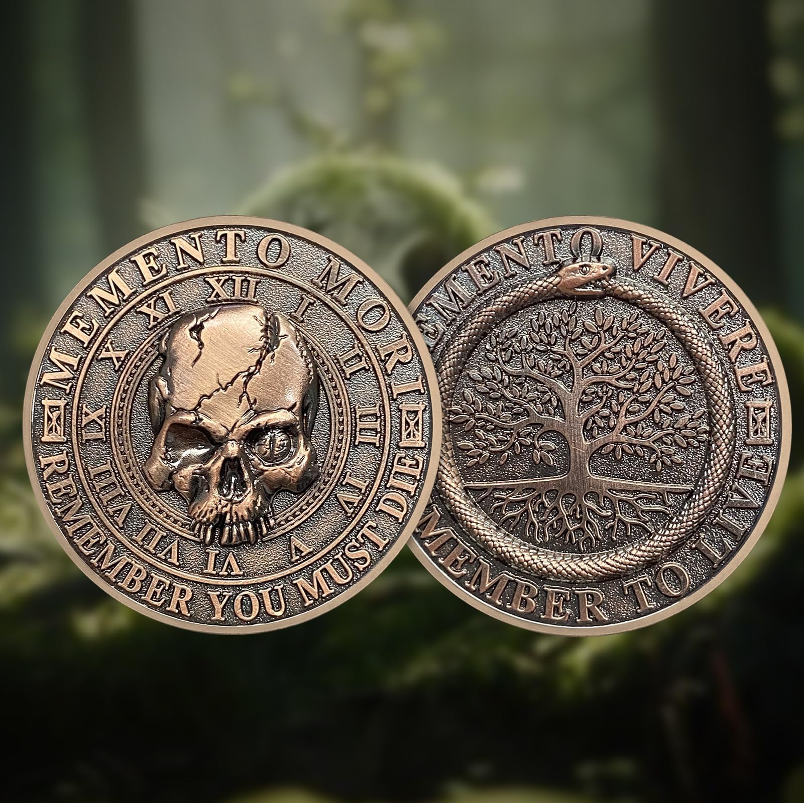 Tree of Life Skull Tempus Fugit Stoic Reminder Memento Mori Vivere Coin mysite