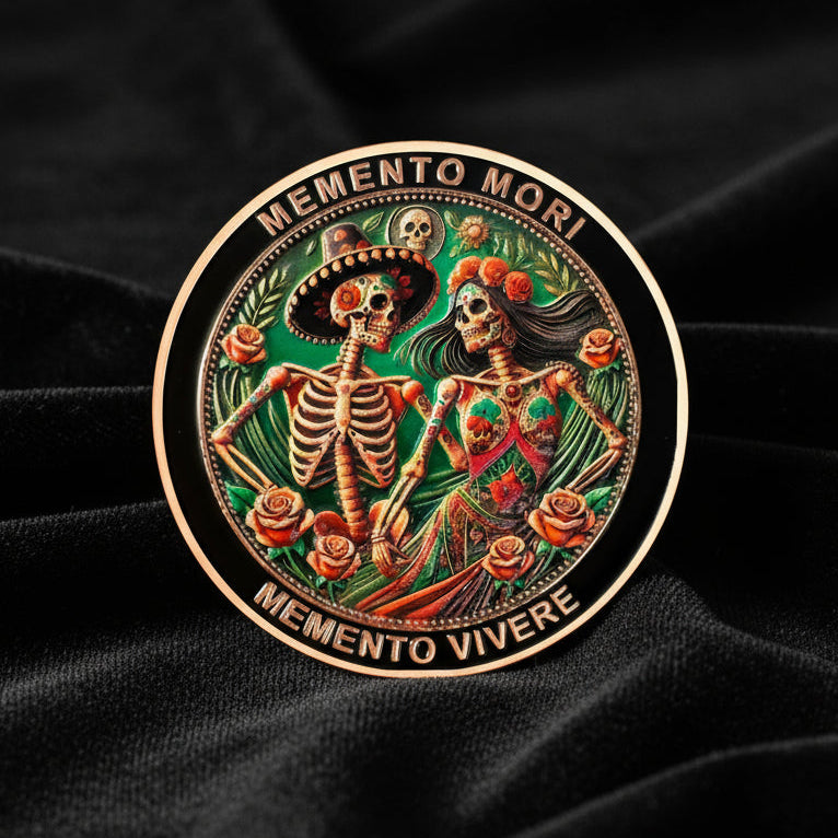 Eternal Love & Remembrance Skeleton Couple Dia de Los Muertos Memento Mori Coin mysite