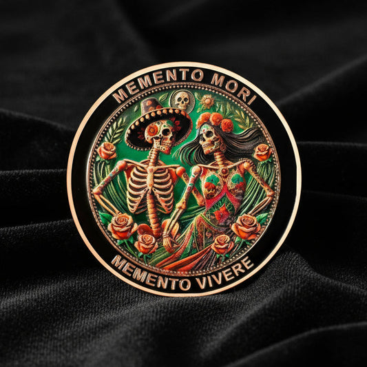 Eternal Love & Remembrance Skeleton Couple Dia de Los Muertos Memento Mori Coin mysite