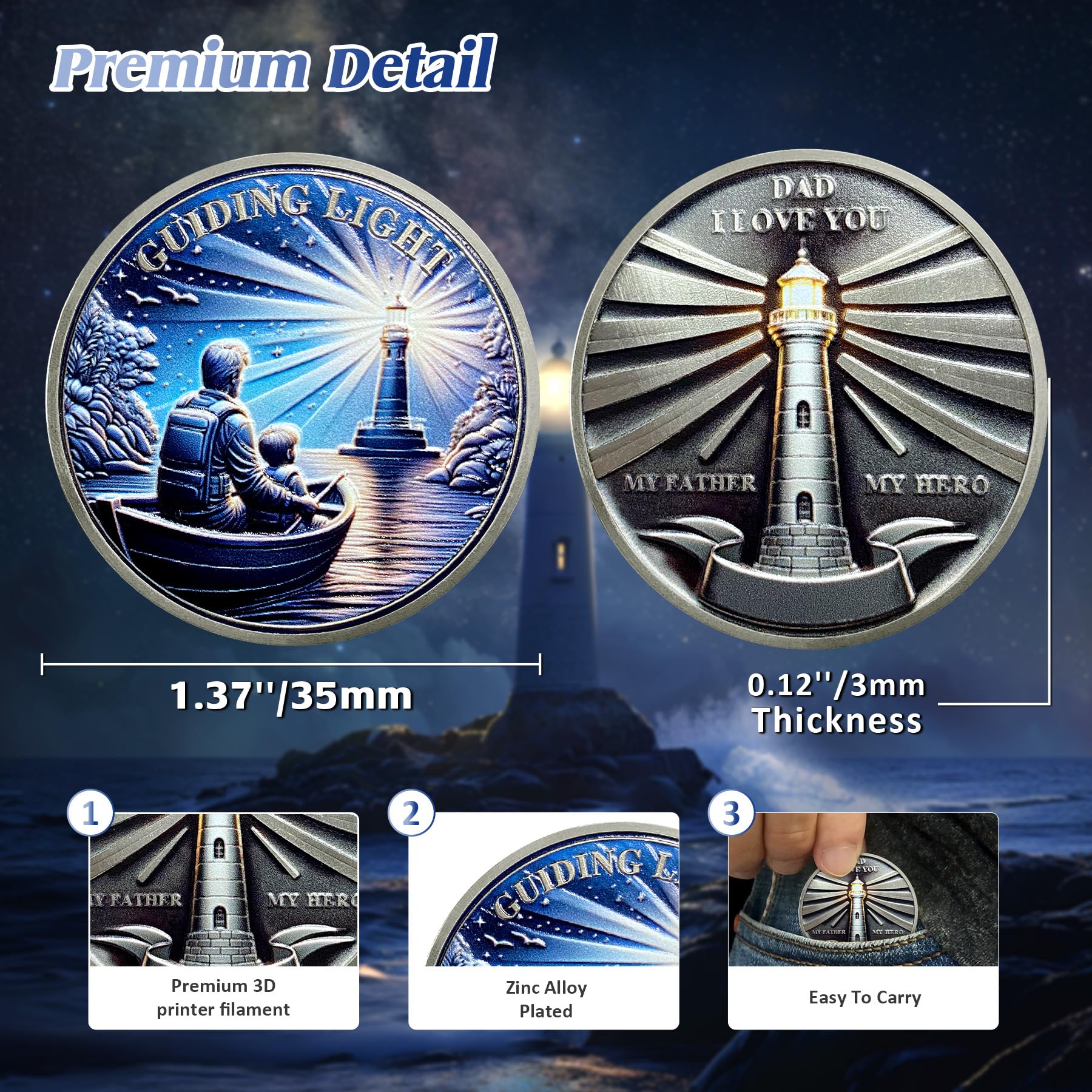 I Love You Dad Original Guiding Light Father Challenge Coin mysite