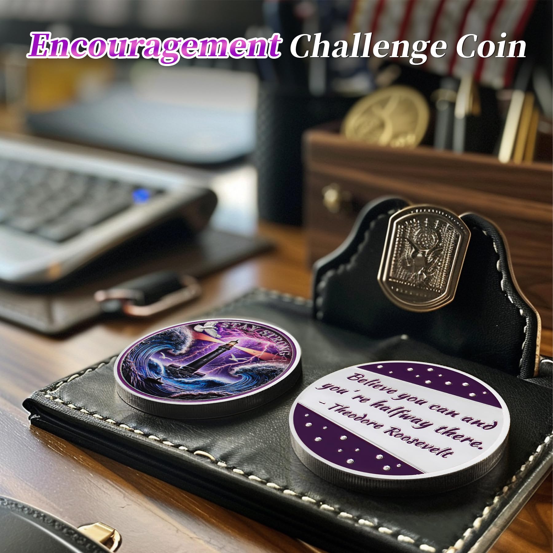 Guiding Lighthouse Stay Strong Recovery Motivational Coin mysite