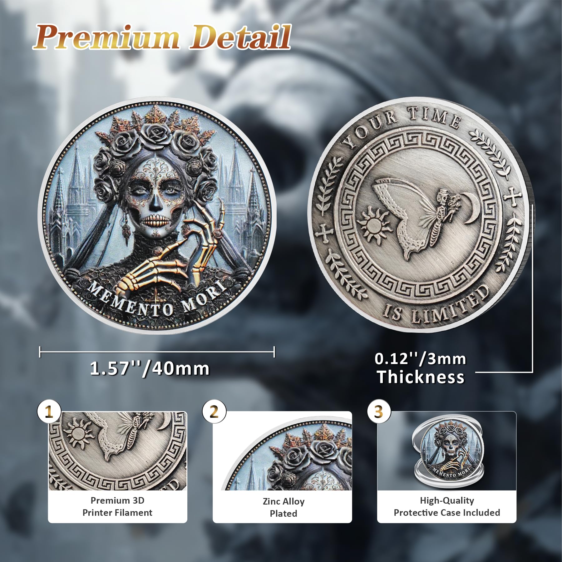 Skull Butterfly Stoic Gothic Queen Memento Mori Coin mysite