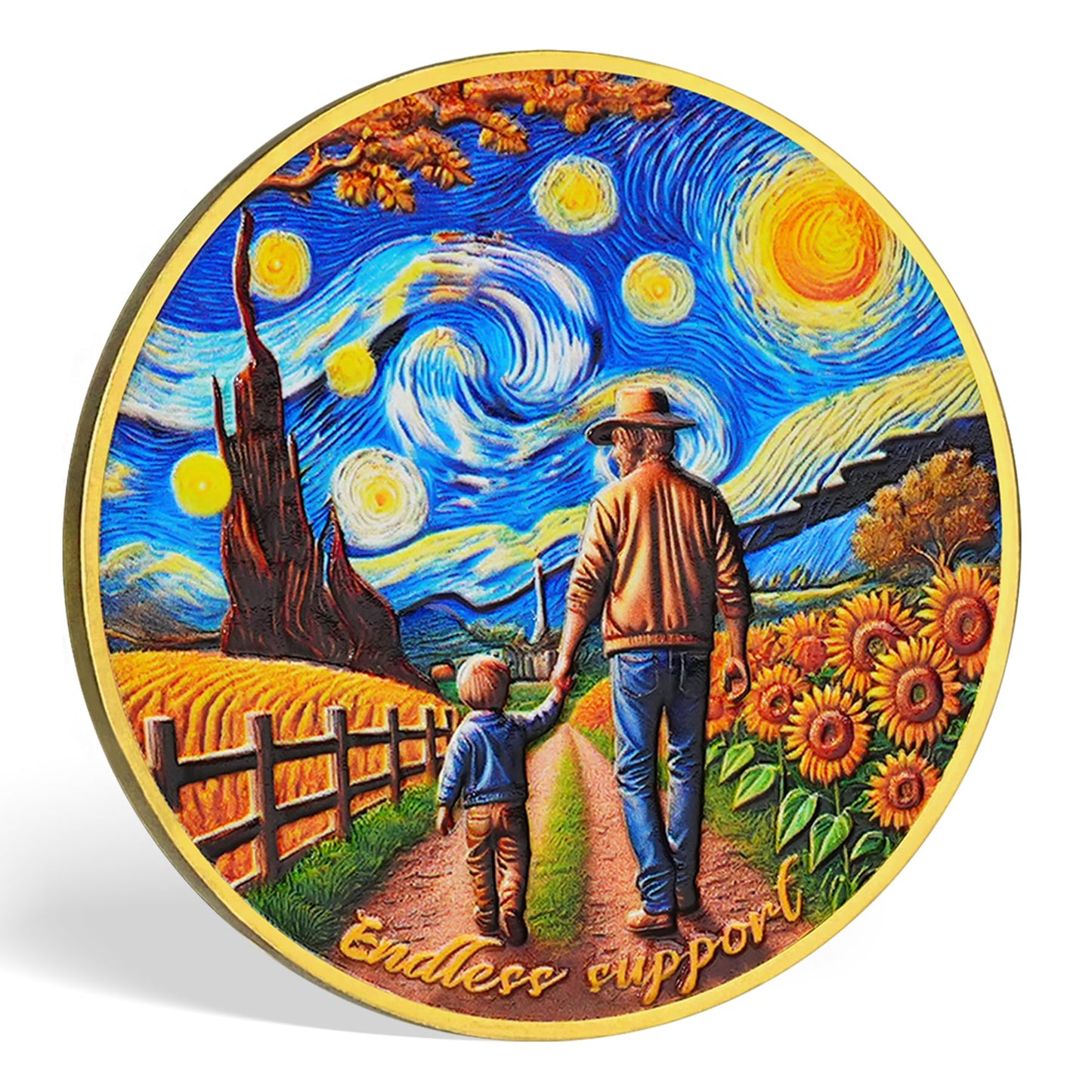 Sunflowers and Stars Father Challenge Coin mysite