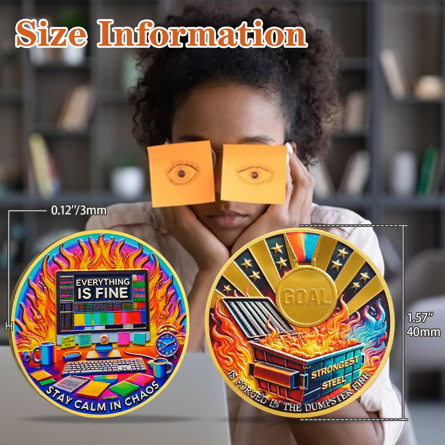 Stay Calm in Chaos Motivational Dumpster Fire Challenge Coin mysite