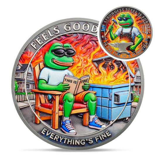 Fun Emotional Support This is Fine Dumpster Fire Frog Challenge Coin mysite