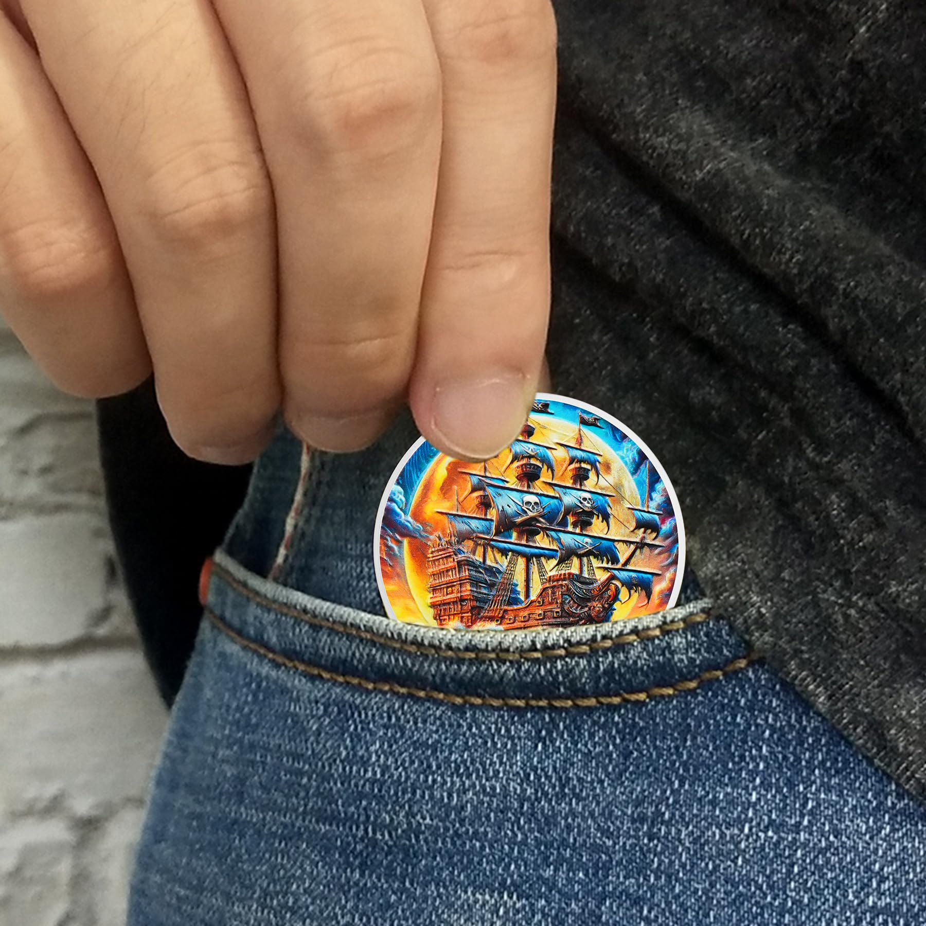 Skull Gothic Pirate Ship Challenge Coin mysite