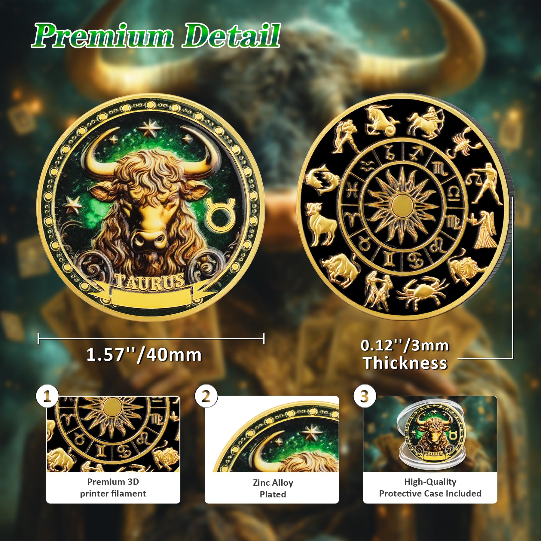 Taurus 12 Zodiac Challenge Coin mysite