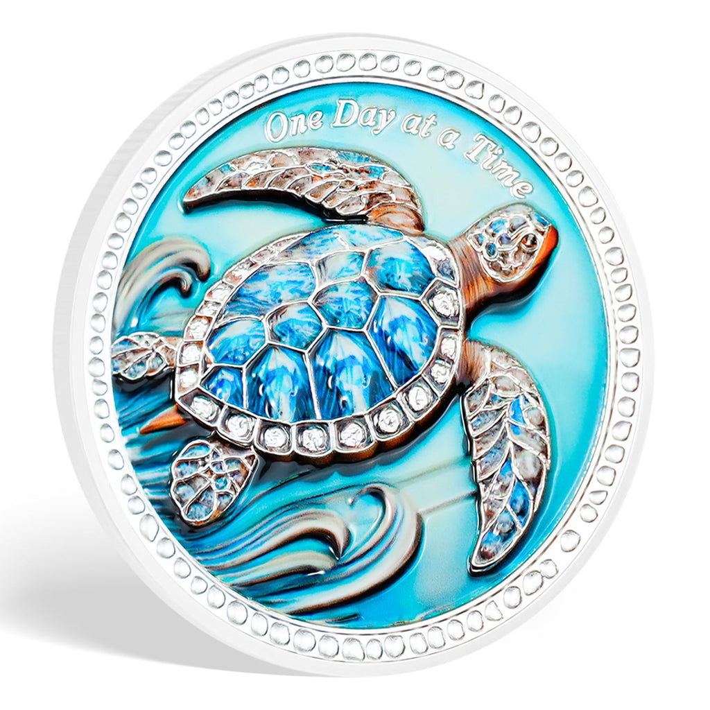 Inspirational Sobriety Coin with 3D Turtle mysite