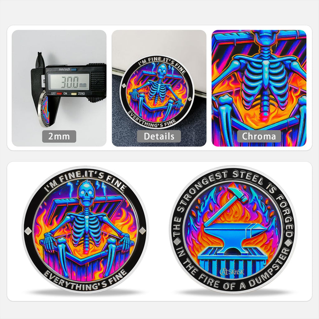 Gradient Skeleton Dumpster Fire Challenge Coin mysite