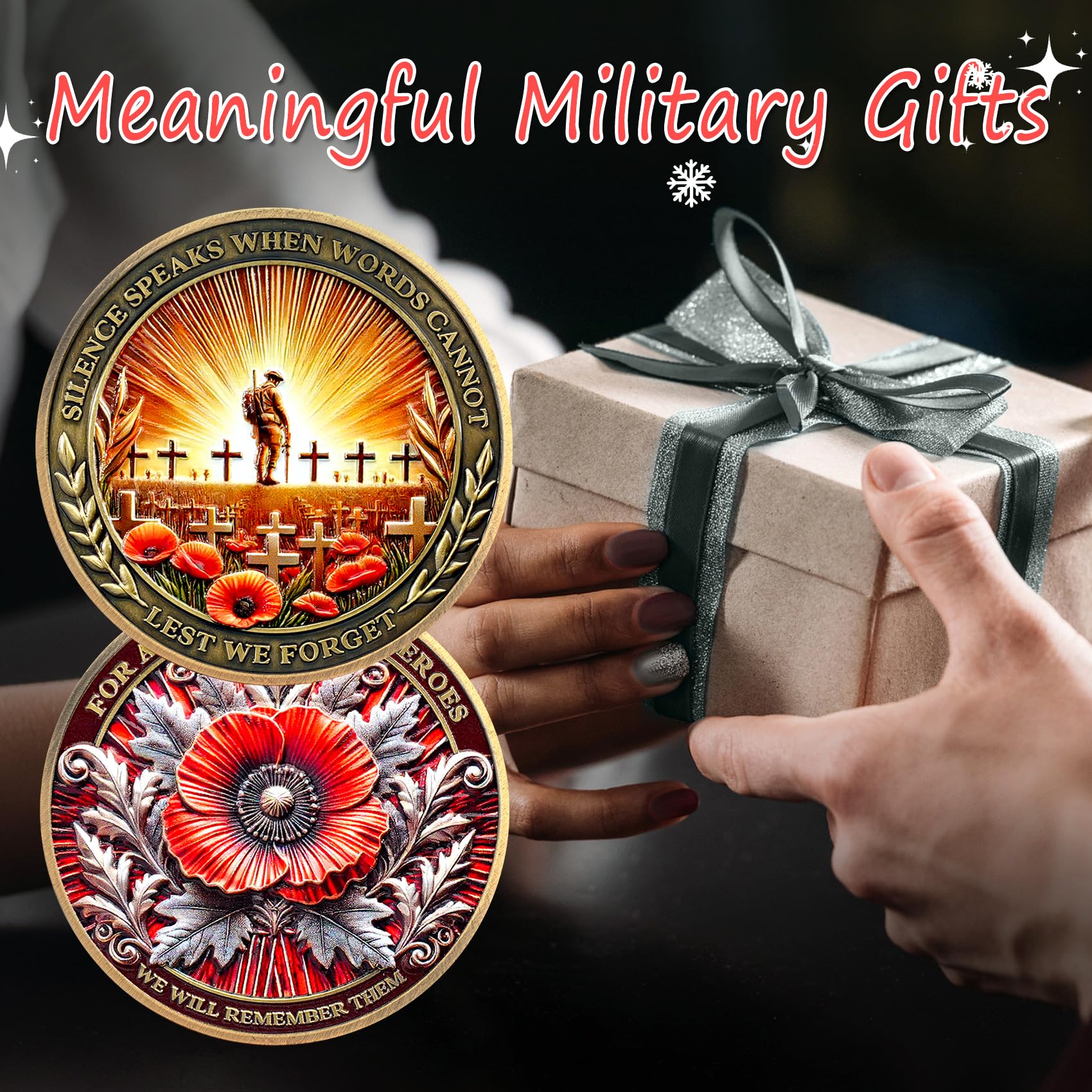 Memorial Honoring Fallen Heroes with Poppy and Cross Veterans Challenge Coin mysite