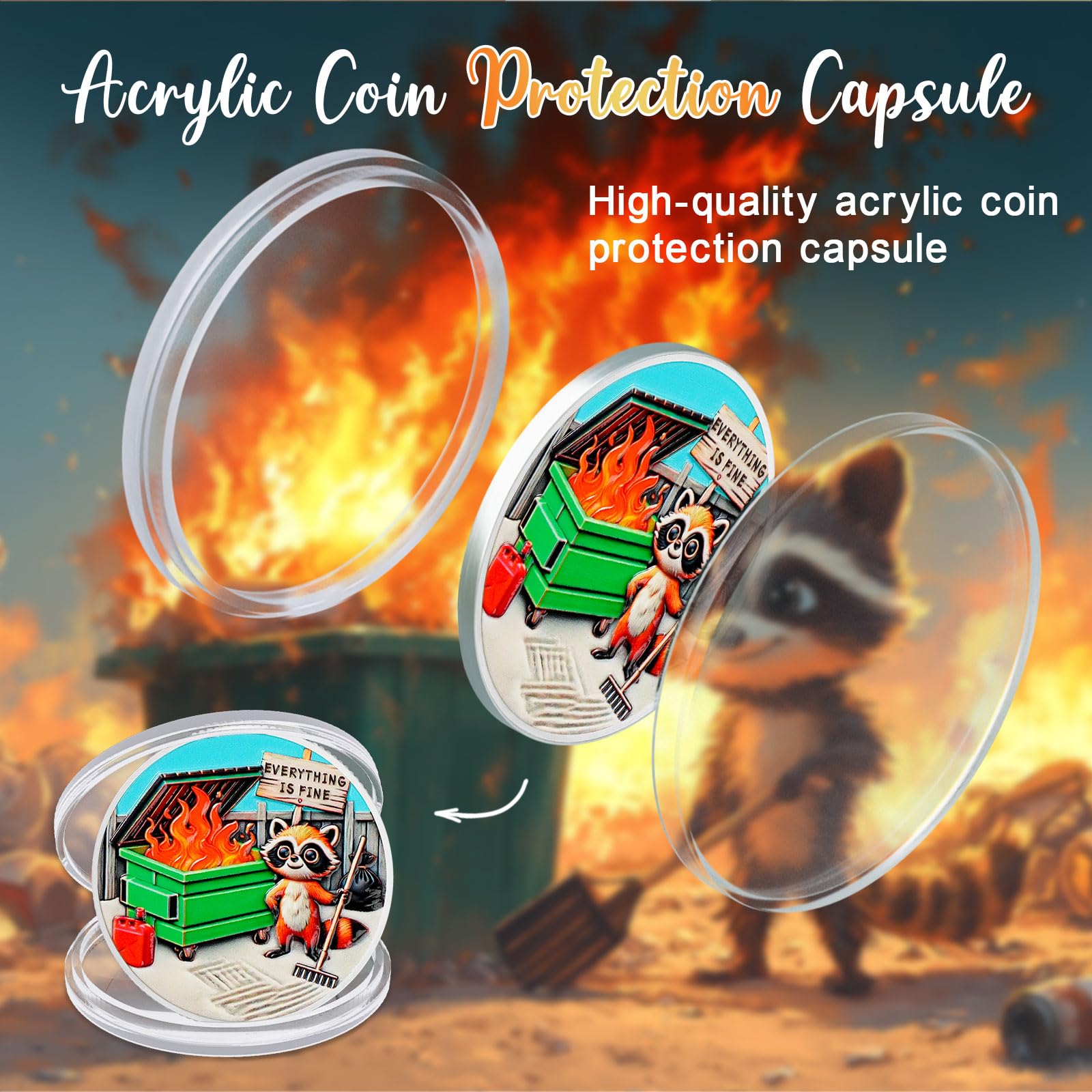 Inspirational Everything is Fine Dumpster Fire Zen Garden Coin mysite