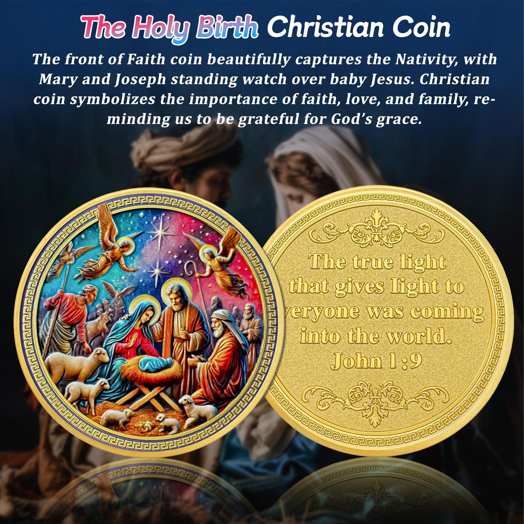 Jesus Birth Light of The World Christian Challenge Coin mysite