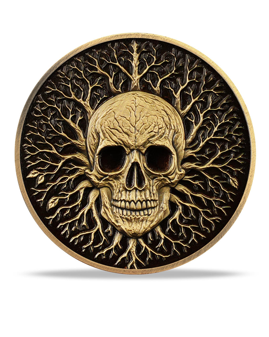 Dual Skeletons Guarding Hourglass-Symbol of Mortality and Time Memento Mori Coin mysite