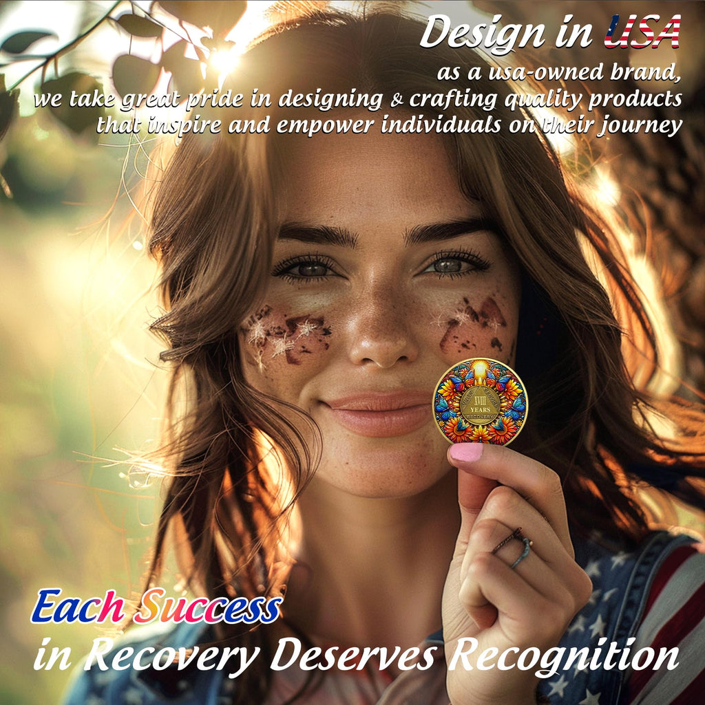 Delicate Sunflower Recovery 18 Year Sobriety Coin mysite