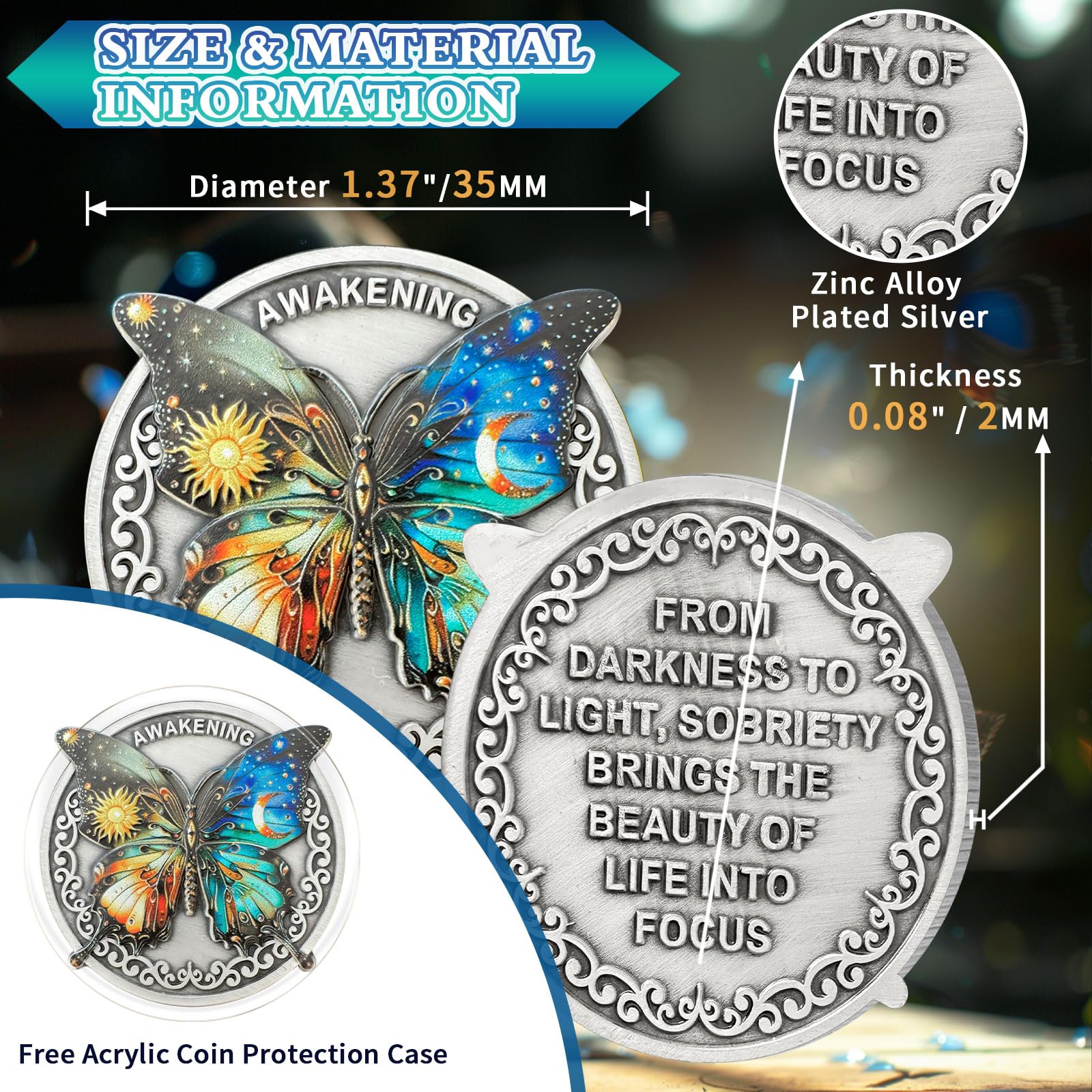 Original Darkness to Light Butterfly Sobriety Coin mysite