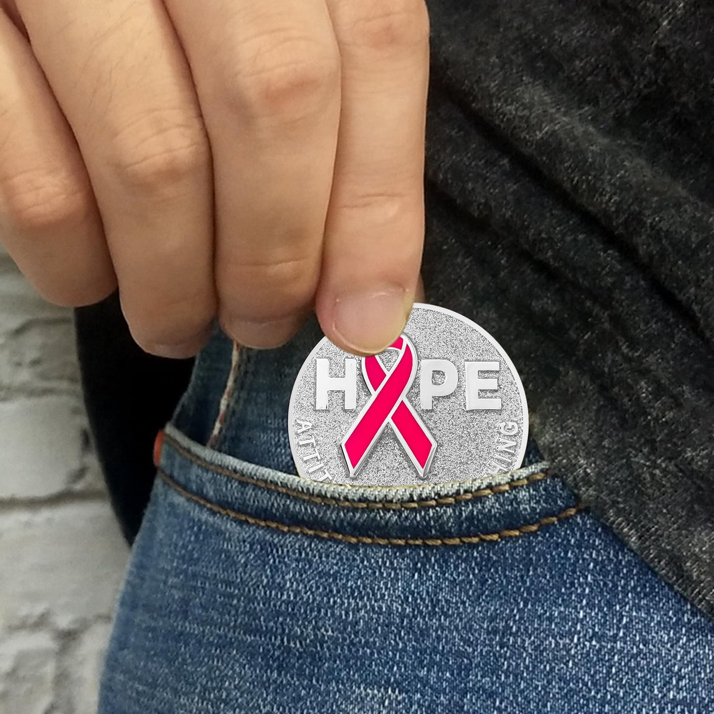 Pink Ribbon Breast Cancer Coin for Cancer Care Awareness Accessories mysite