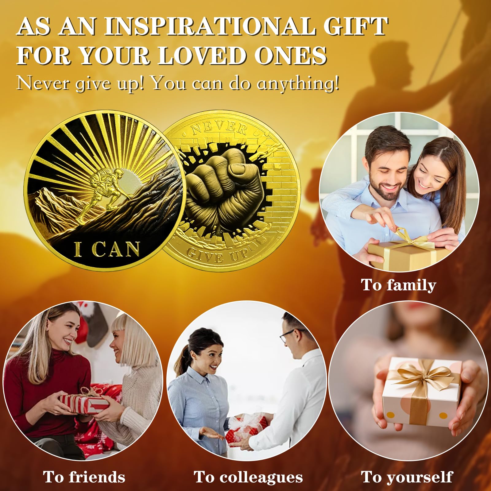 Inspirational Never Give Up Encouragement Challenge Coins mysite