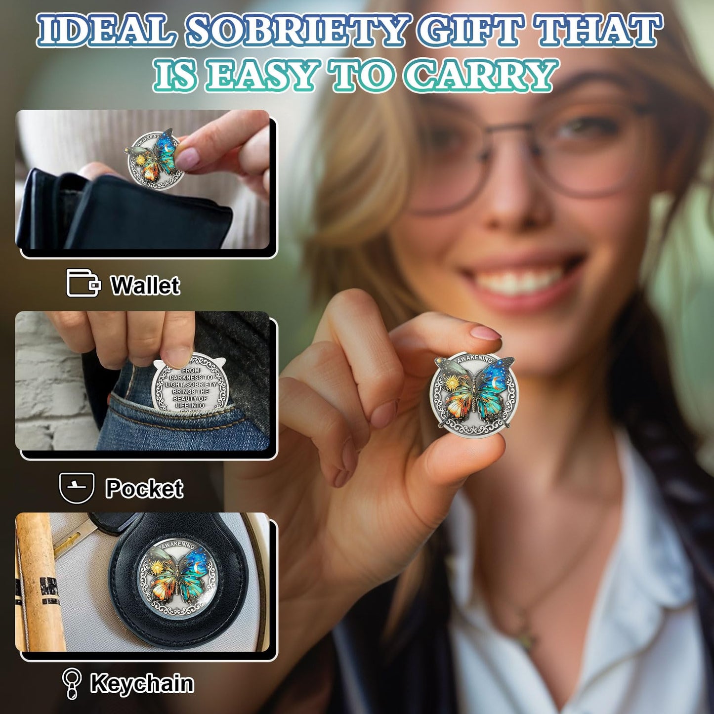 Original Darkness to Light Butterfly Sobriety Coin mysite