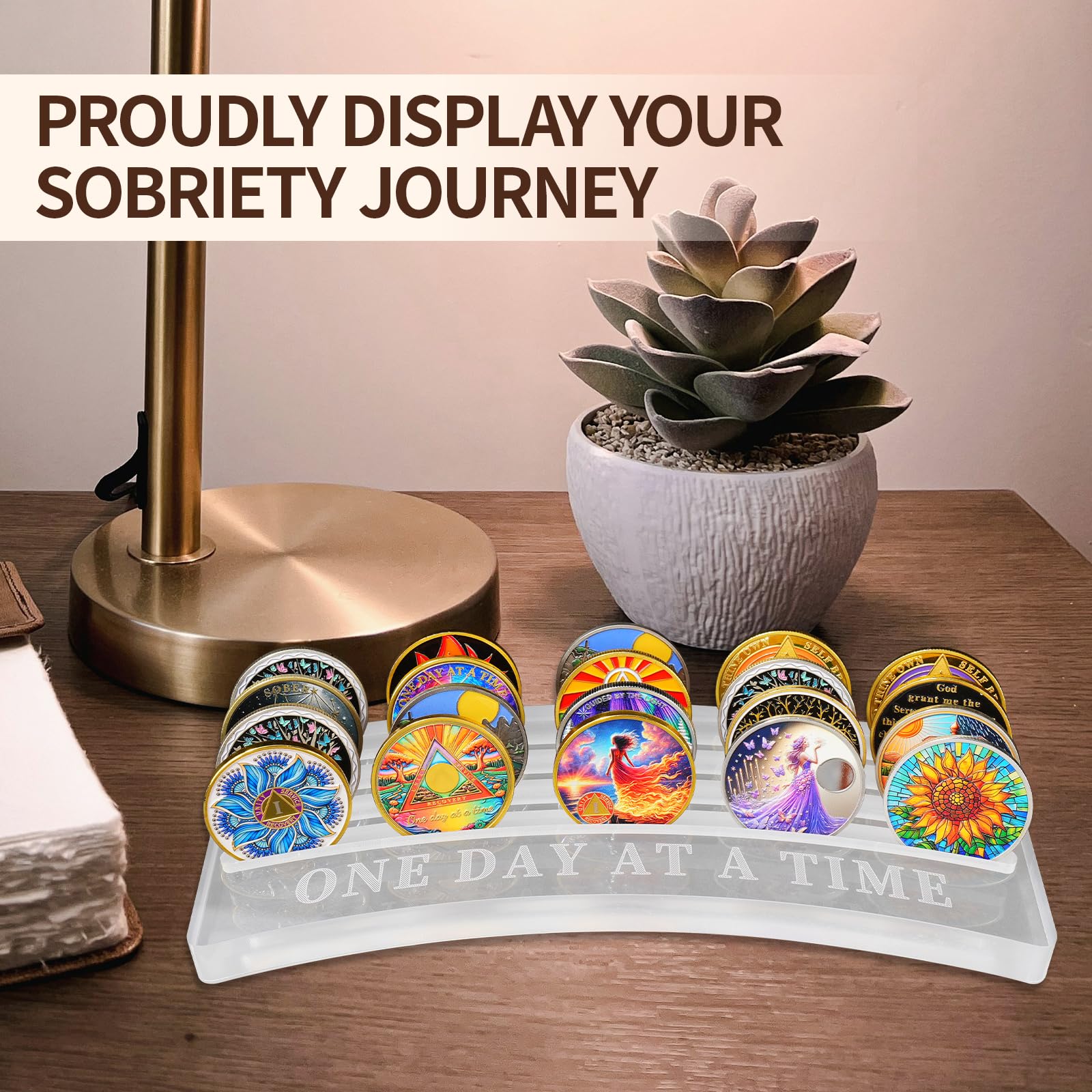One Day at A Time Sobriety Coin Holder Display Case Holds 20 Sober Recovery Chip mysite