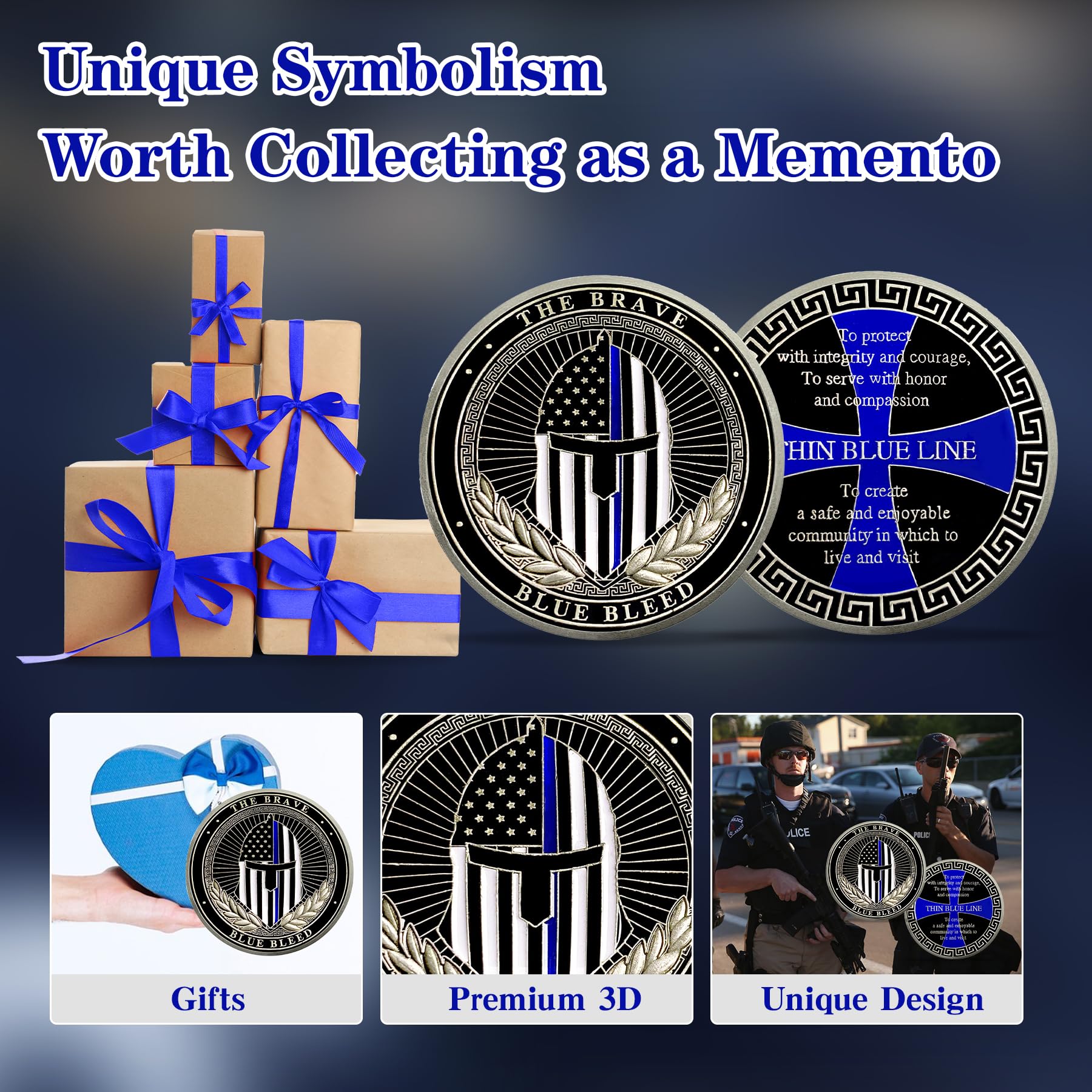 Law Enforcement Officers Thin Blue Line Police Challenge Coin mysite