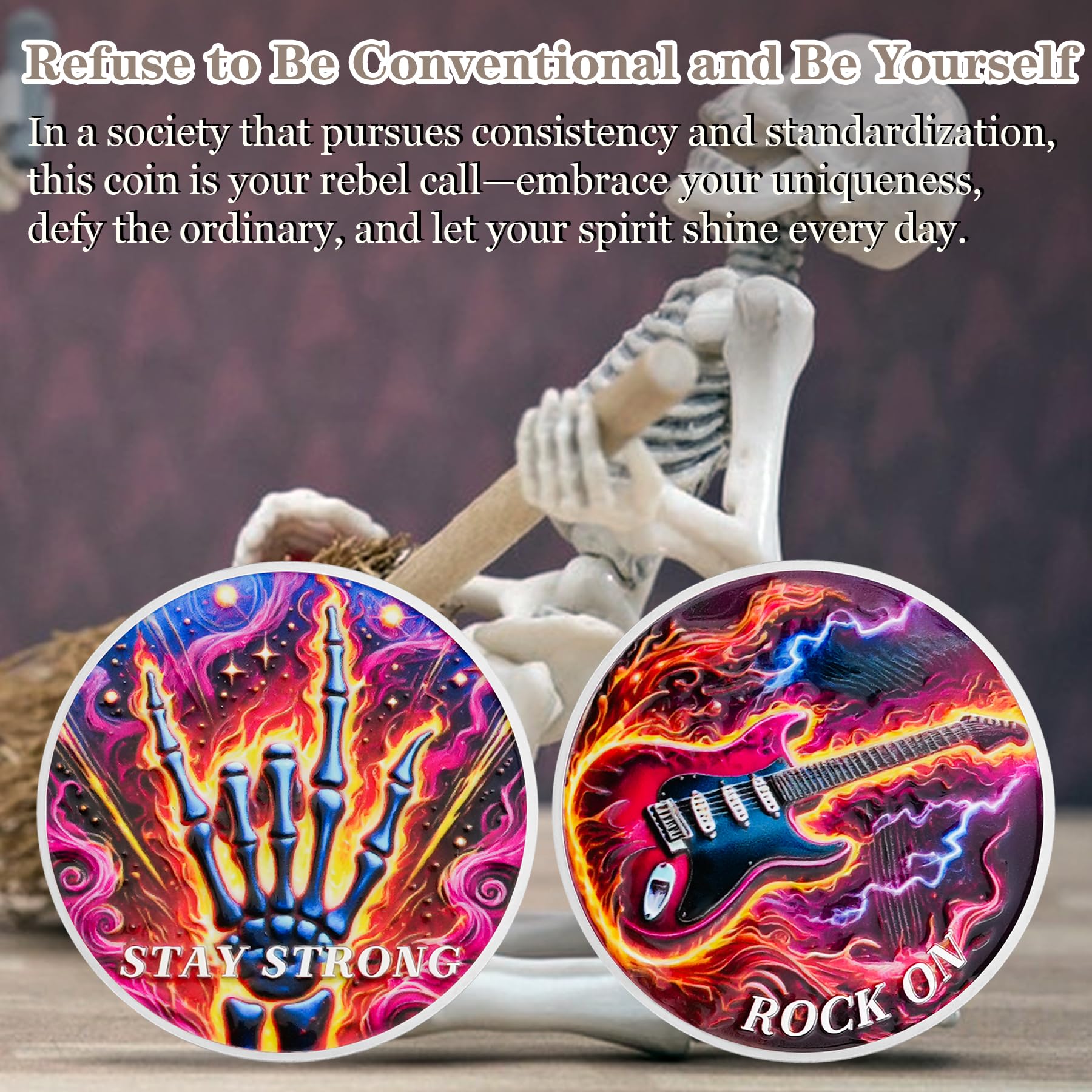 Rock Guitar Motivational Challenge Coin mysite