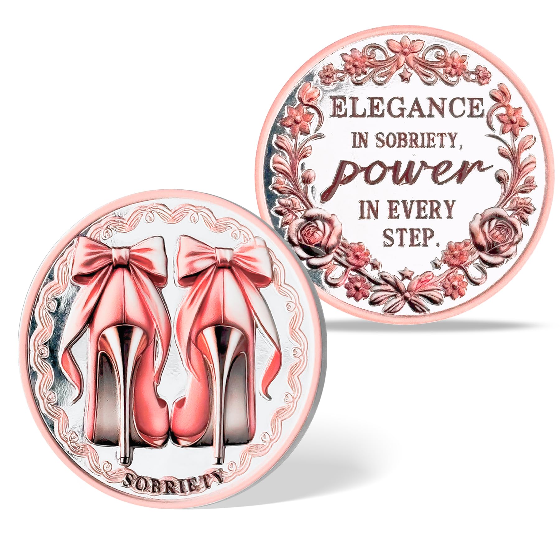 Bow Tie & High Heels Affirmation Sobriety Coin mysite