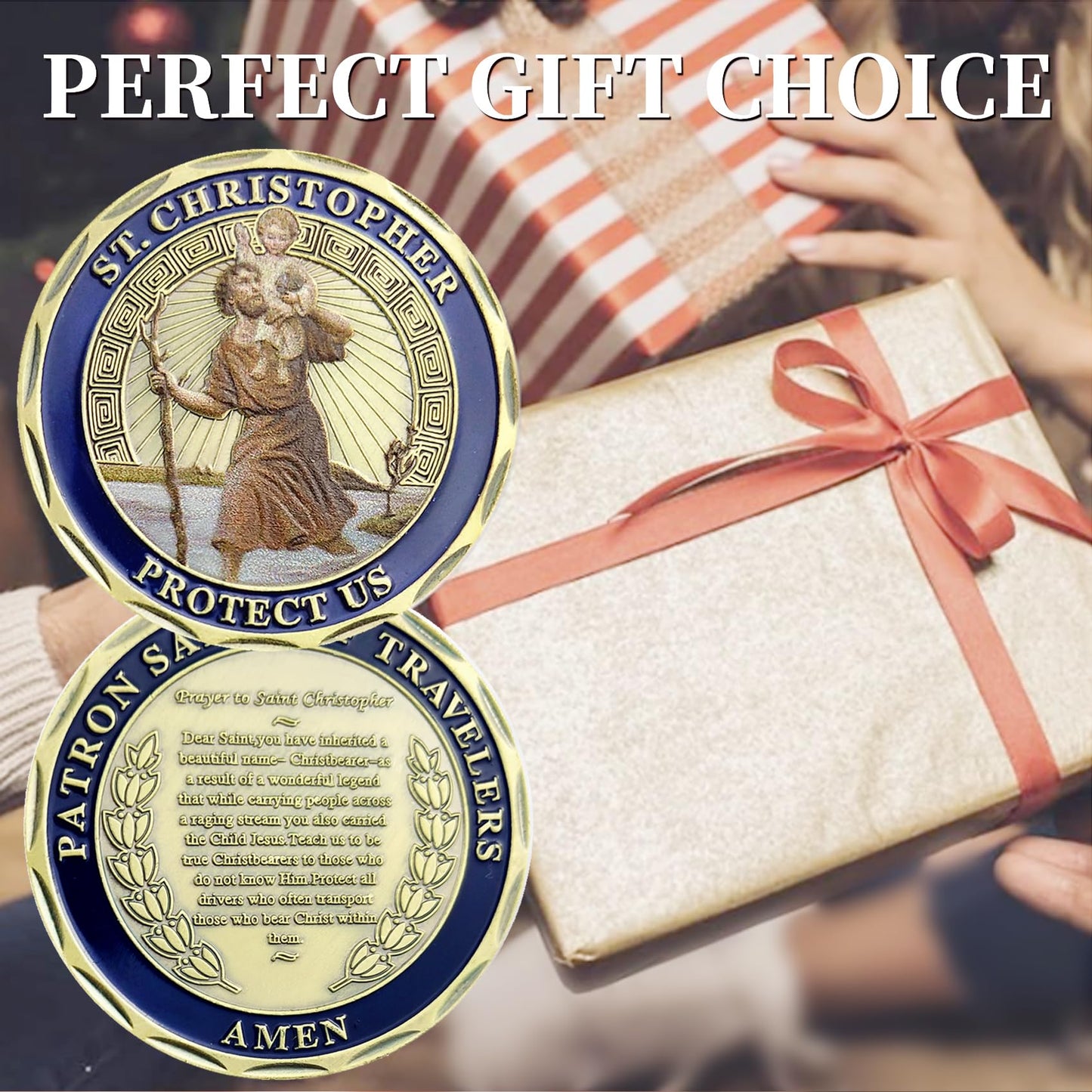 St Christopher Challenge Coin Protect Us Patron Saint of Travelers Prayer Safety St Christopher Car Medal Commemorative Gift mysite